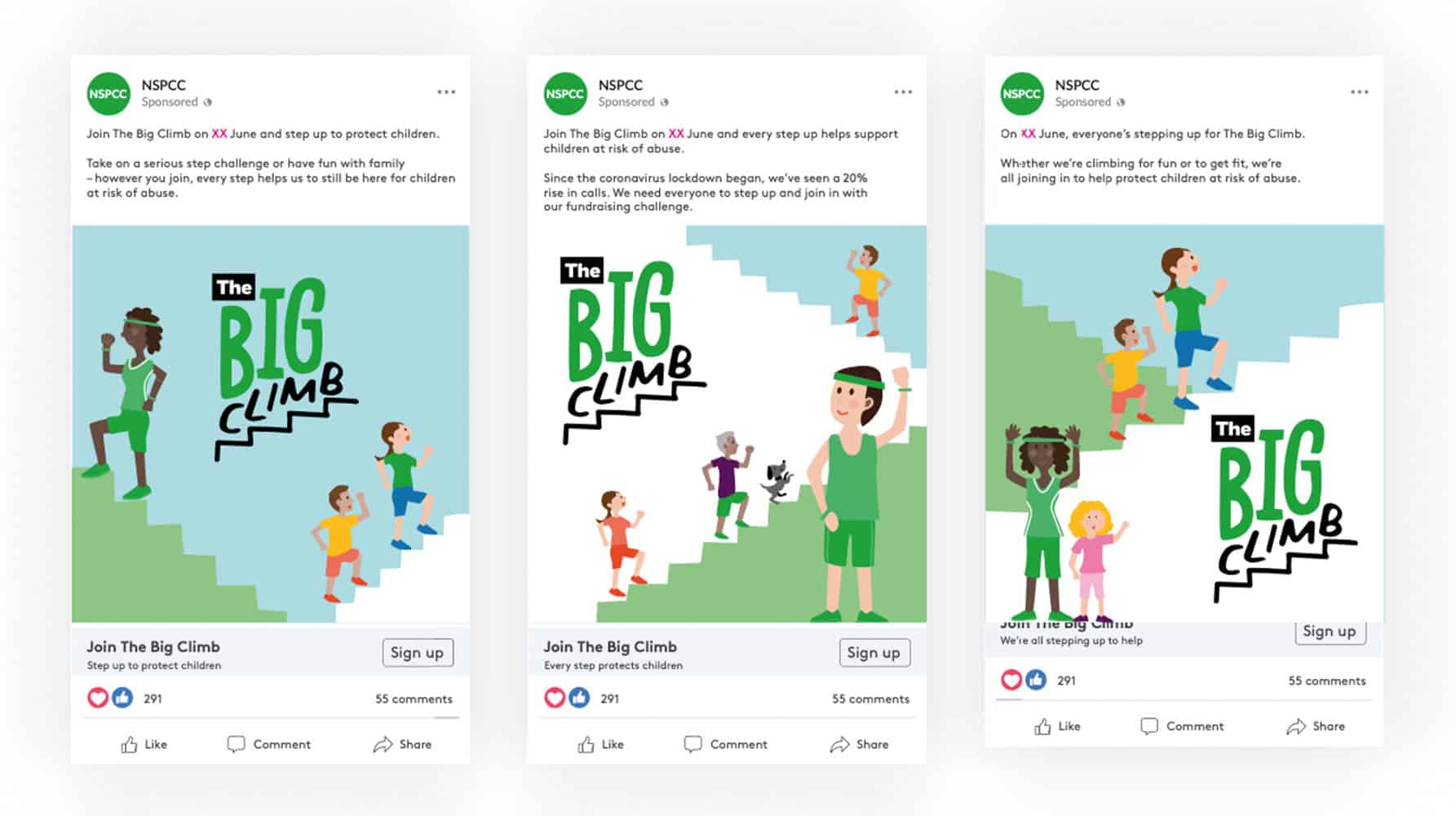 ave design studio london graphic design and website design and development for charities and not-for-profit organisations NSPCC the big climb branding