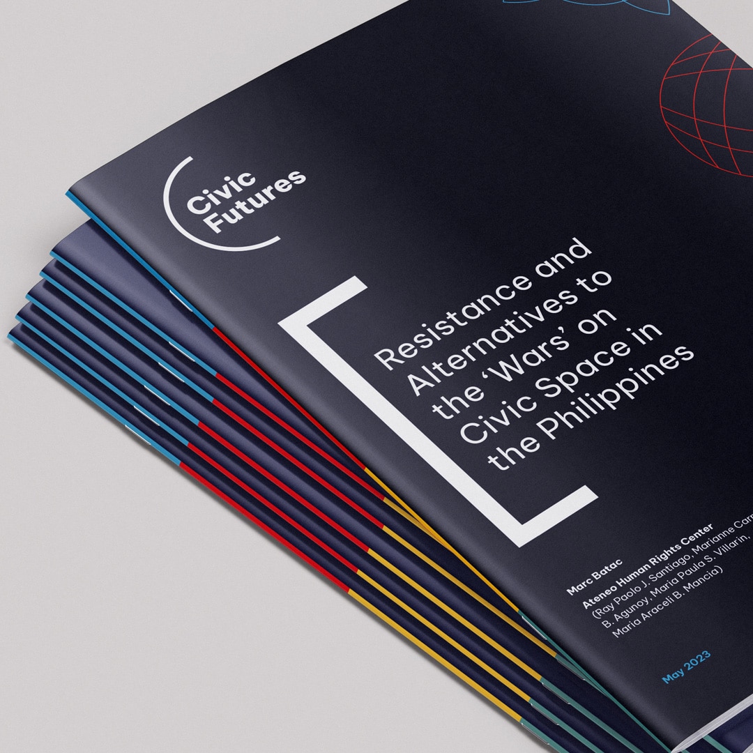 Set of dark, contemporary report covers with crisp white typography and graphic accent lines, designed for Civic Futures to communicate powerful research and insights for the charity sector.
